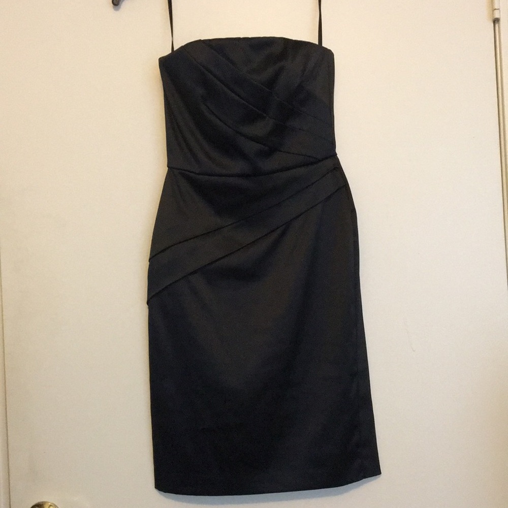 WHBM Black Strapless Satin Dress